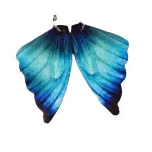 Butterfly Wing Dangle Earrings,  Black, Turquoise Blue